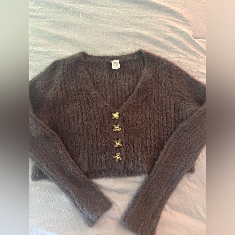 URBAN OUTFITTERS Dark Purple Cropped Cardigan